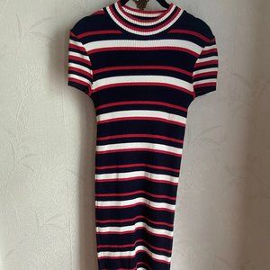 Superdry 3/4 Length Short-Sleeve Red/White/Navy Bodycon Dress